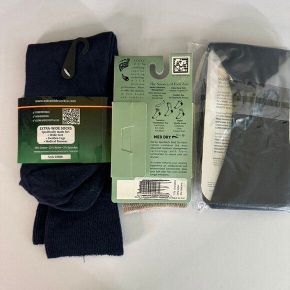 NWT 3 Pr Men's Socks-EXTRA WIDE Comfort, Siguaris Health, Foot Zen Energizing XL - Picture 2 of 6